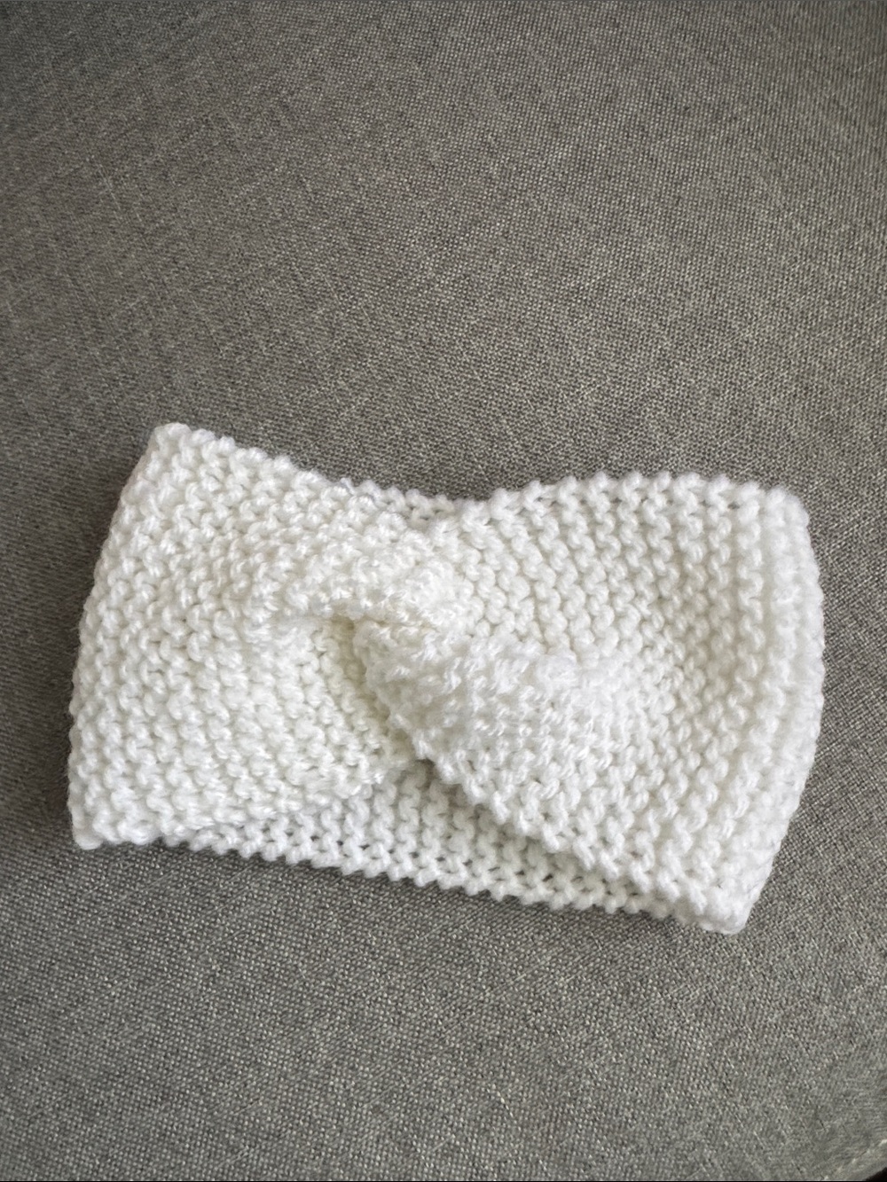 Cozy White Knitted Twist Headband for Kids